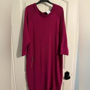 Joseph Ribkoff berry coloured knitted dress . Excellent condition size XL